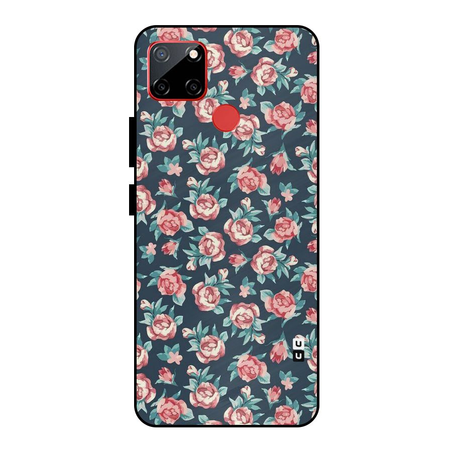 Floral Navy Bloom Metal Back Case for Realme C12