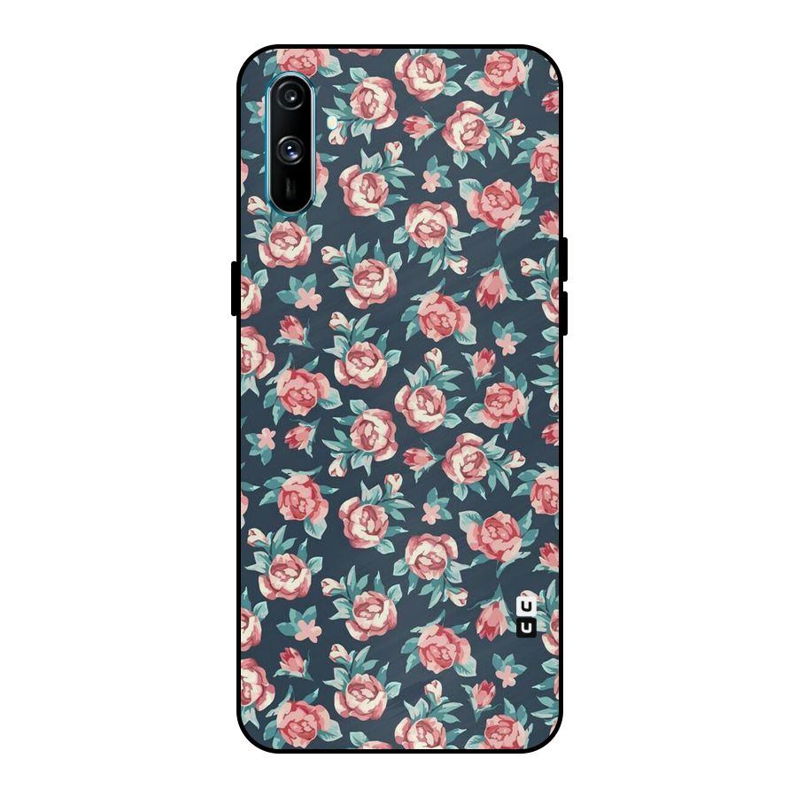 Floral Navy Bloom Metal Back Case for Realme C3