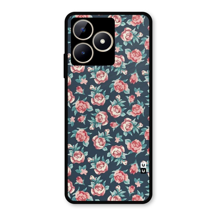 Floral Navy Bloom Metal Back Case for Realme C53