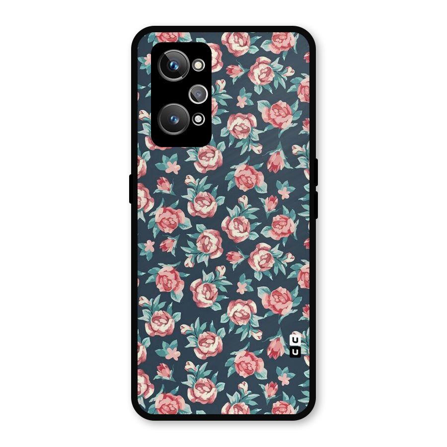 Floral Navy Bloom Metal Back Case for Realme GT 2