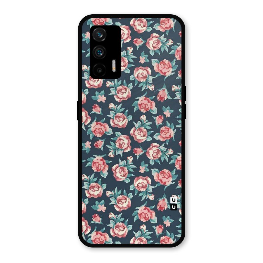 Floral Navy Bloom Metal Back Case for Realme GT 5G