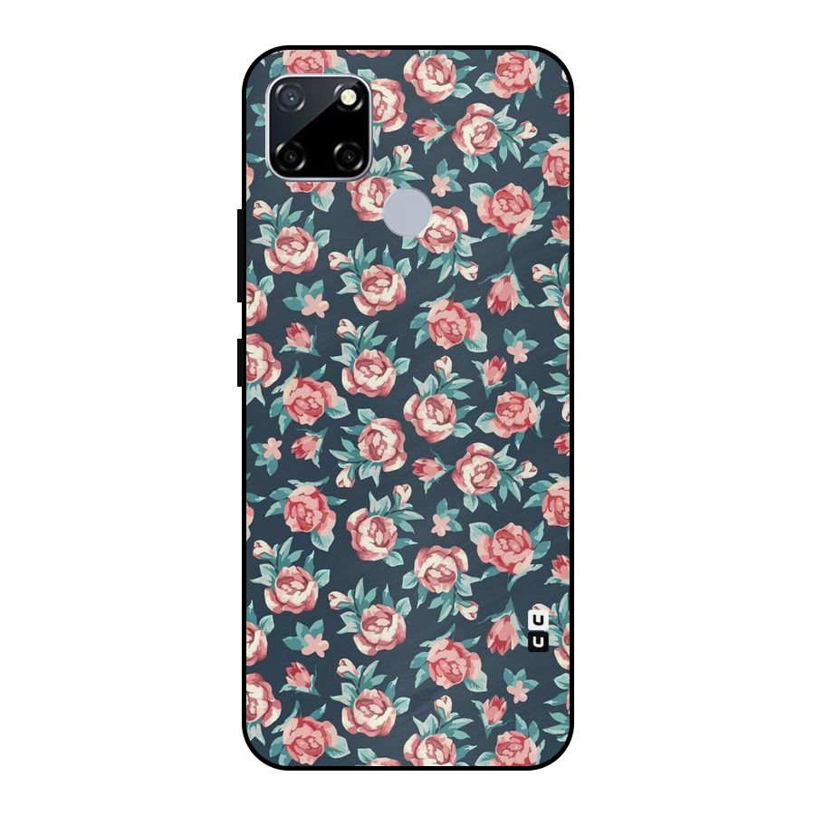Floral Navy Bloom Metal Back Case for Realme Narzo 20