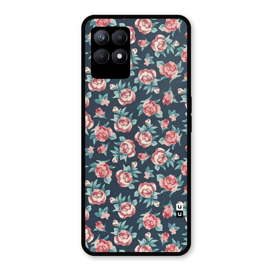 Floral Navy Bloom Metal Back Case for Realme Narzo 50
