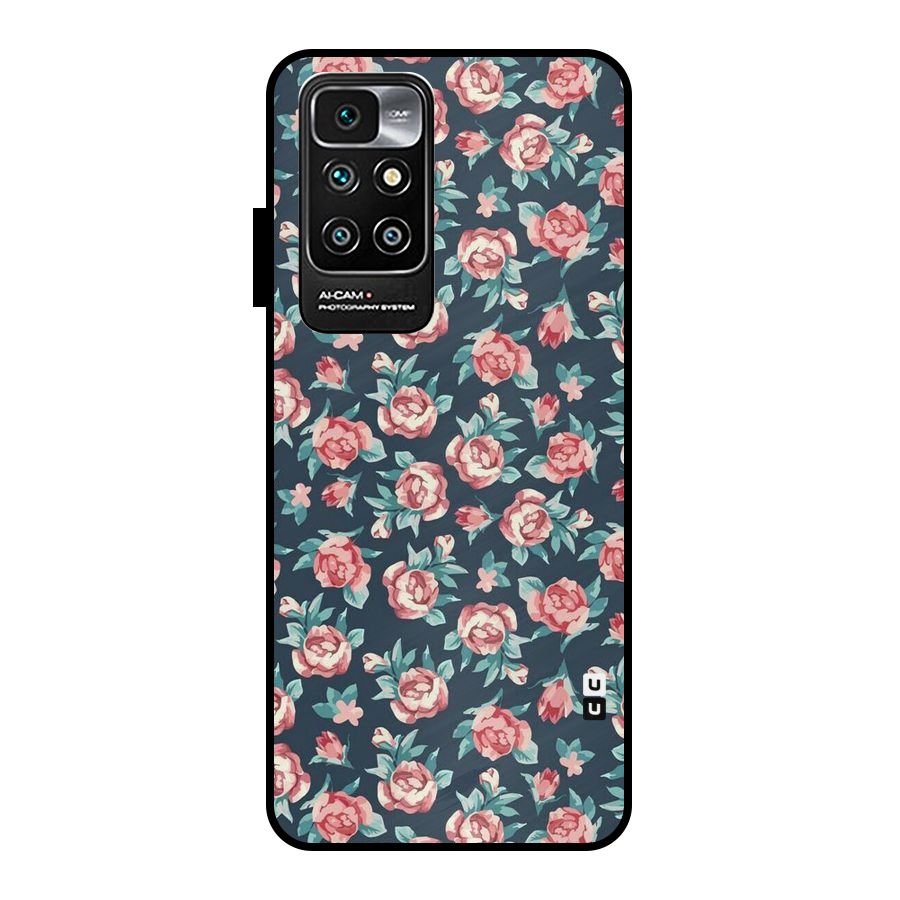 Floral Navy Bloom Metal Back Case for Redmi 10 Prime