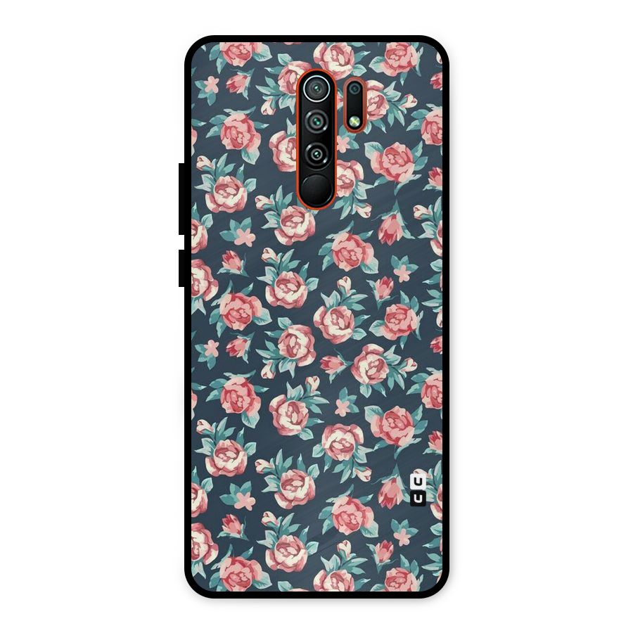Floral Navy Bloom Metal Back Case for Redmi 9 Prime