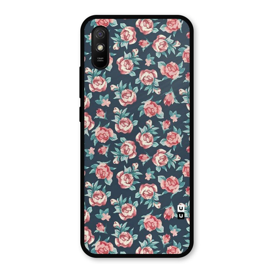 Floral Navy Bloom Metal Back Case for Redmi 9i