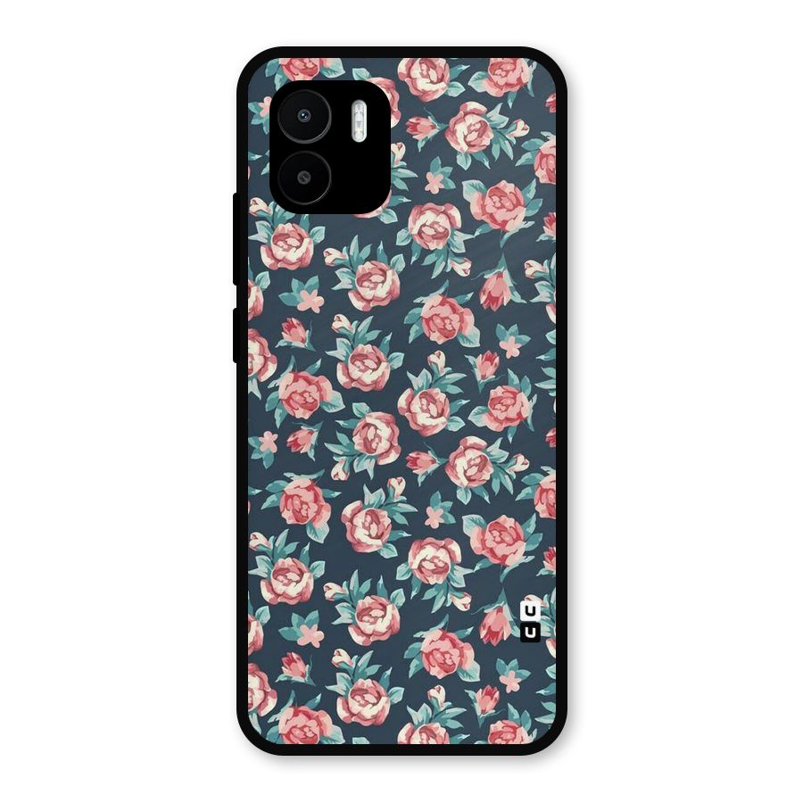 Floral Navy Bloom Metal Back Case for Redmi A2