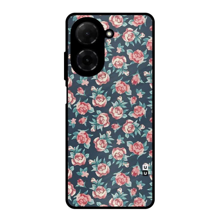Floral Navy Bloom Metal Back Case for Redmi A5 4G