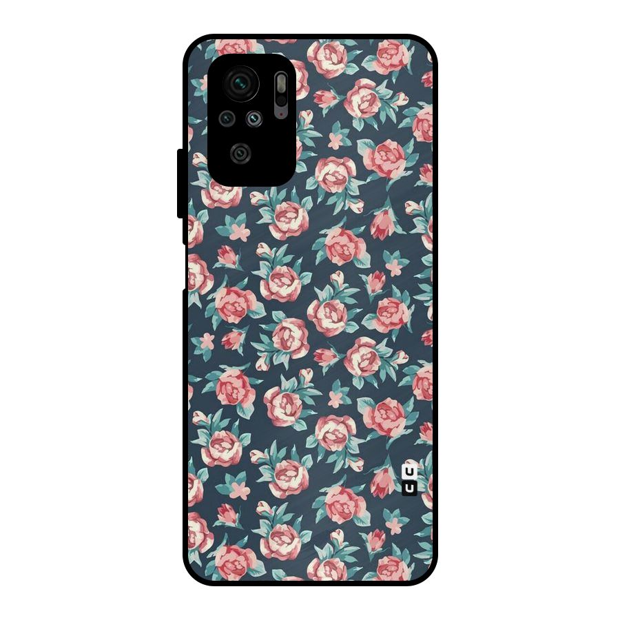 Floral Navy Bloom Metal Back Case for Redmi Note 10S