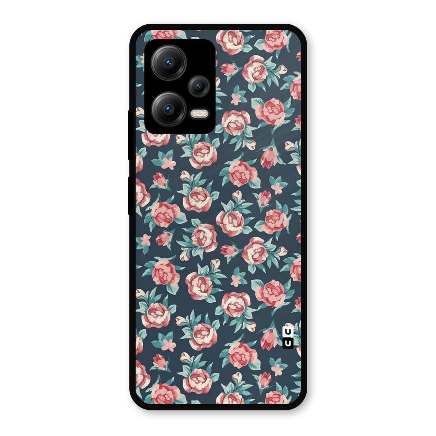 Floral Navy Bloom Metal Back Case for Redmi Note 12 5G