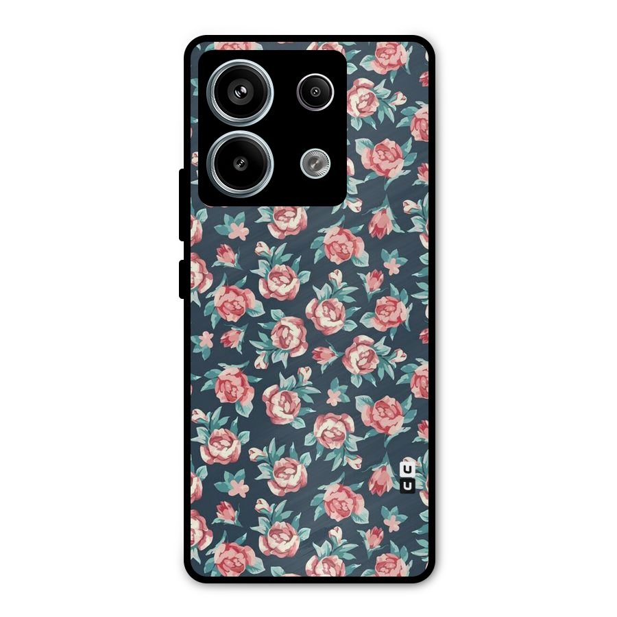 Floral Navy Bloom Metal Back Case for Redmi Note 13 Pro 5G