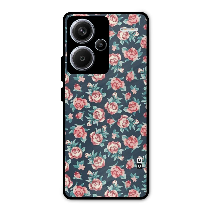 Floral Navy Bloom Metal Back Case for Redmi Note 13 Pro Plus