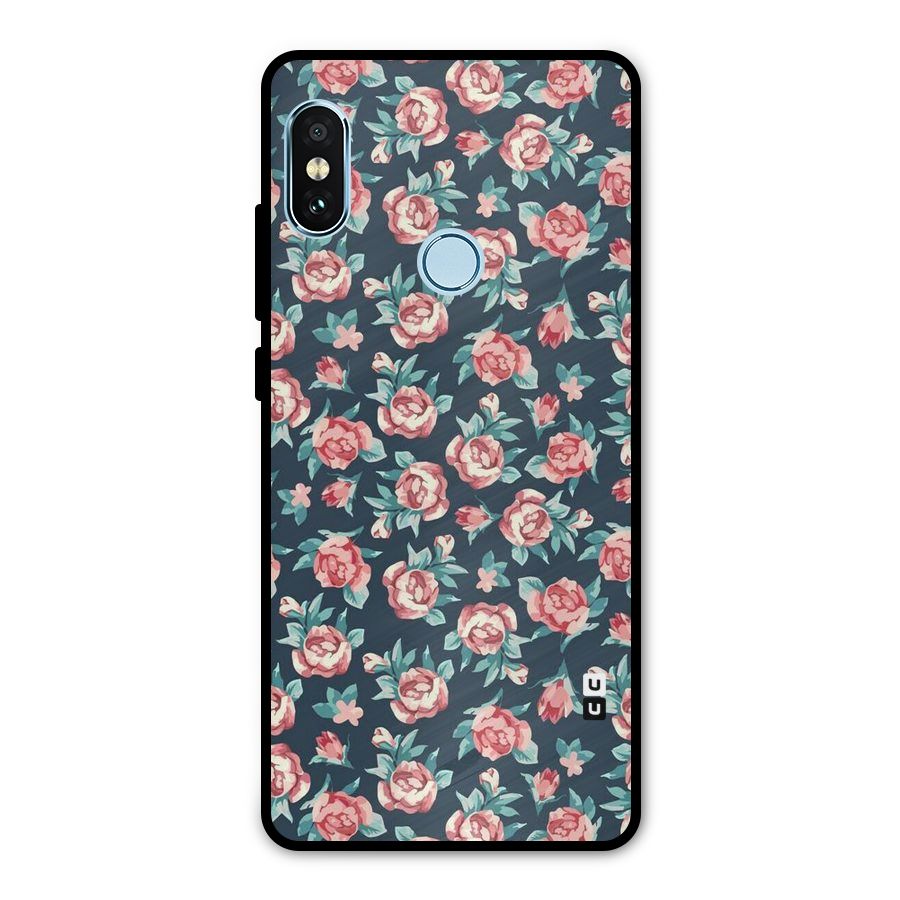 Floral Navy Bloom Metal Back Case for Redmi Note 5 Pro