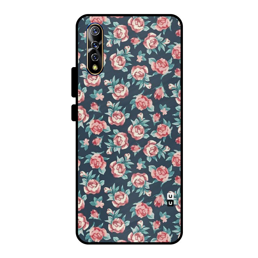 Floral Navy Bloom Metal Back Case for Vivo S1