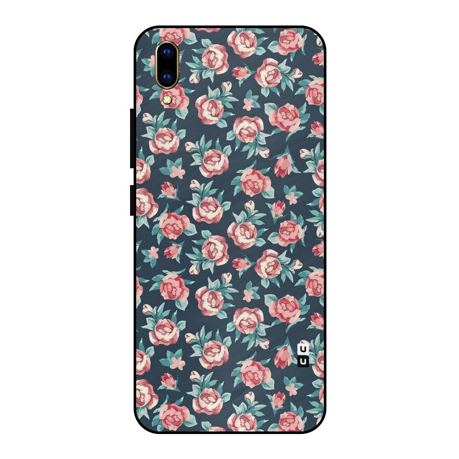 Floral Navy Bloom Metal Back Case for Vivo V11 Pro