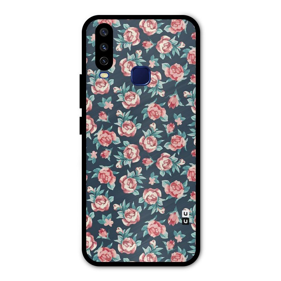 Floral Navy Bloom Metal Back Case for Vivo V17