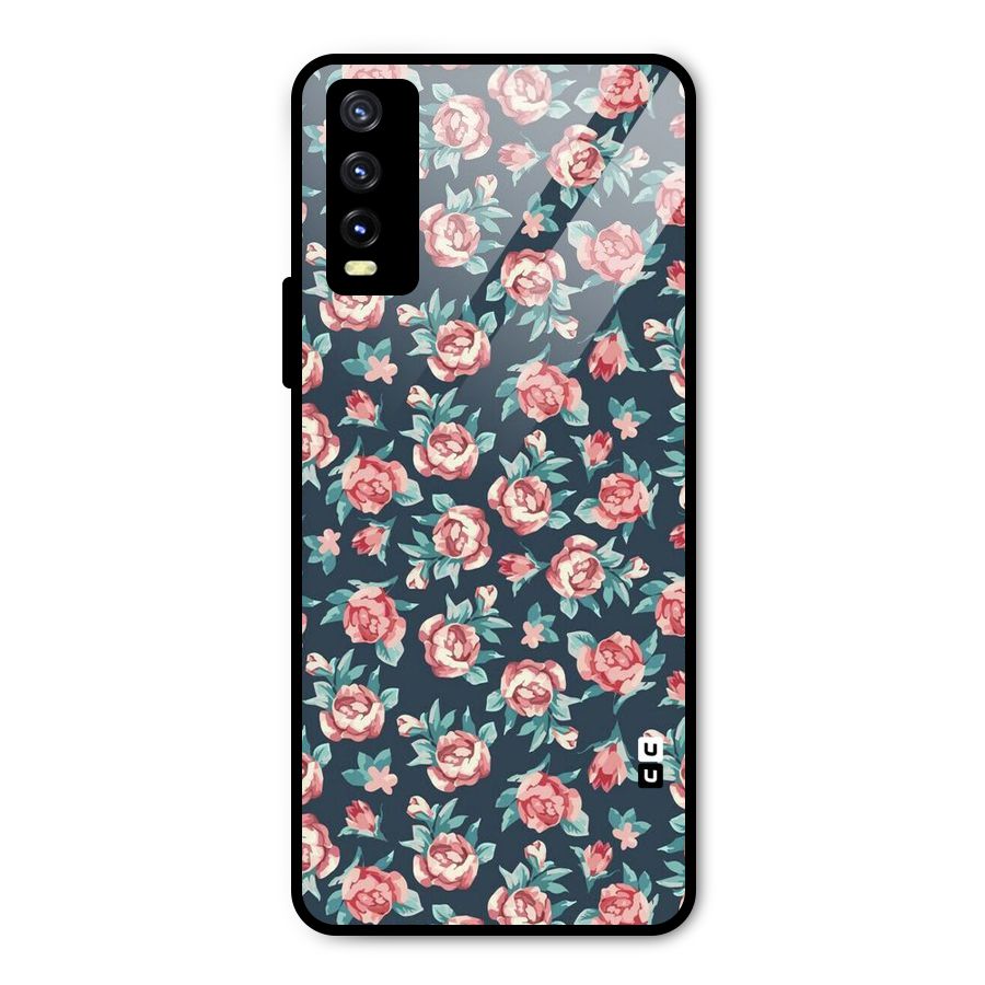 Floral Navy Bloom Metal Back Case for Vivo Y20g