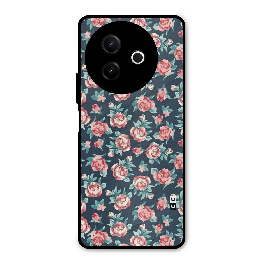 Floral Navy Bloom Metal Back Case for Vivo Y39