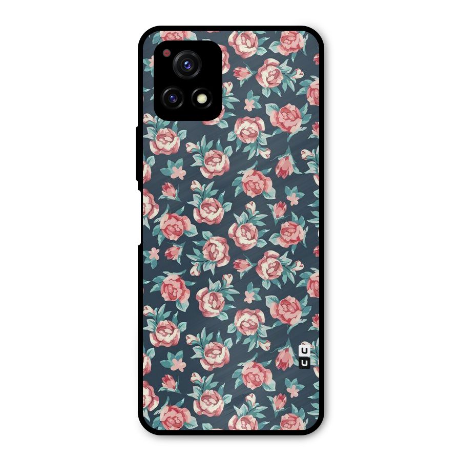 Floral Navy Bloom Metal Back Case for Vivo Y72 5G