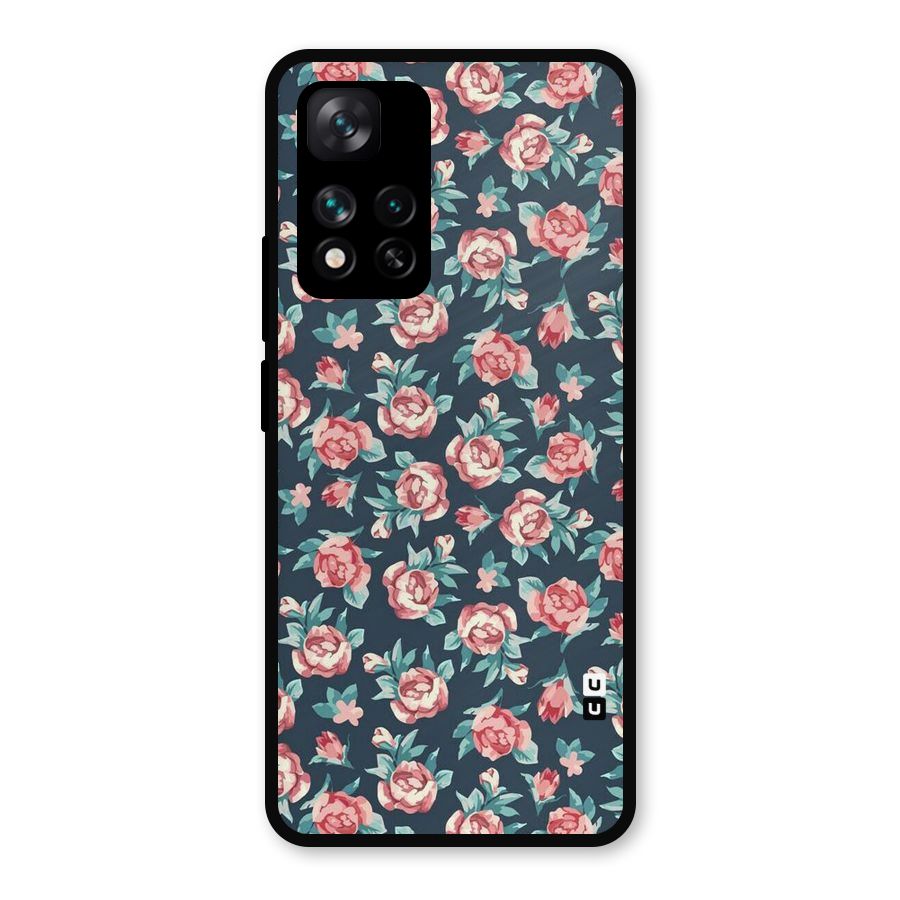 Floral Navy Bloom Metal Back Case for Xiaomi 11i Hypercharge 5G