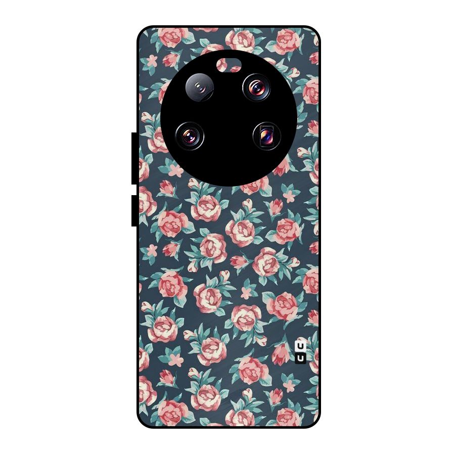 Floral Navy Bloom Metal Back Case for Xiaomi 13 Ultra