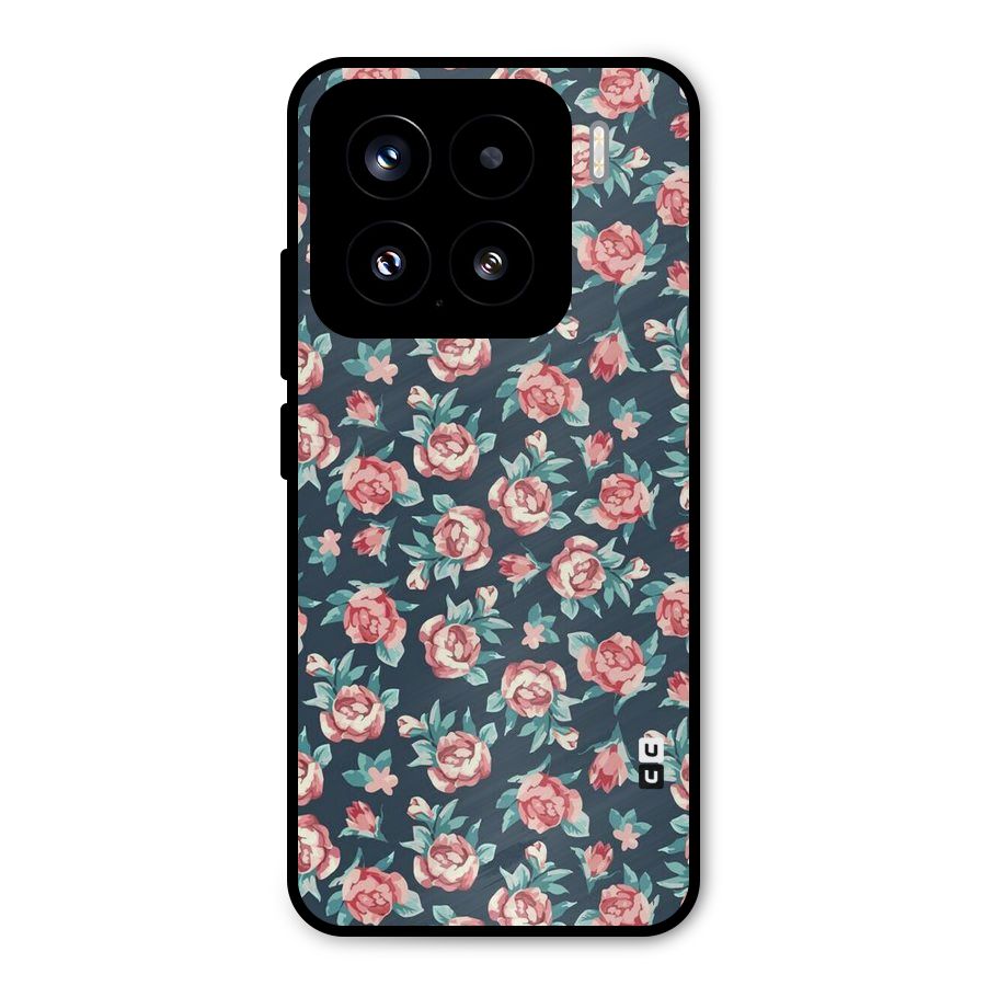 Floral Navy Bloom Metal Back Case for Xiaomi 15