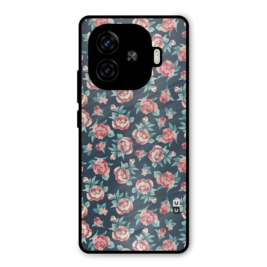 Floral Navy Bloom Metal Back Case for iQOO Neo 10R