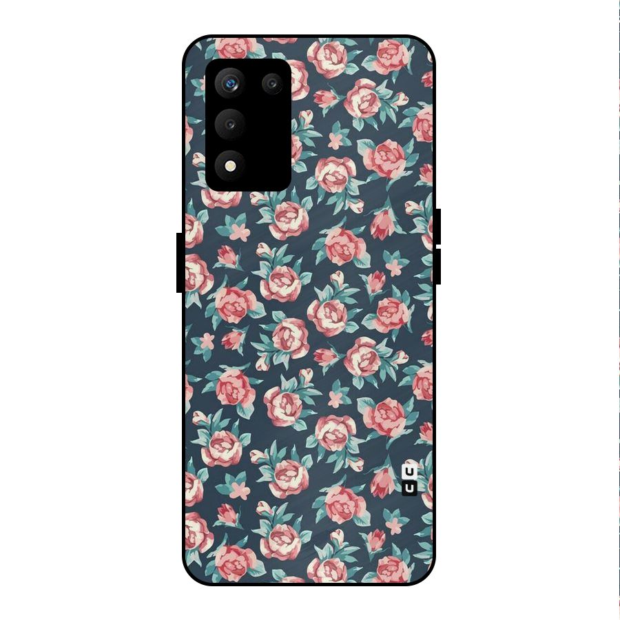 Floral Navy Bloom Metal Back Case for realme 9 5G SE