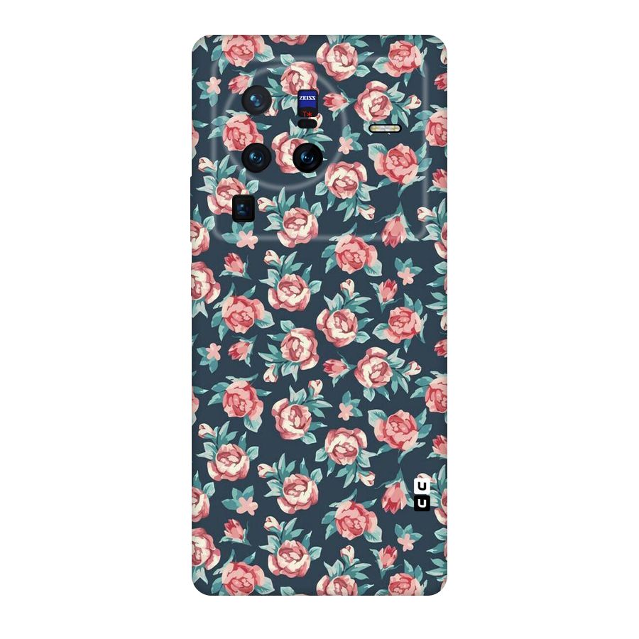 Floral Navy Bloom Original Polycarbonate Back Case for Vivo X80