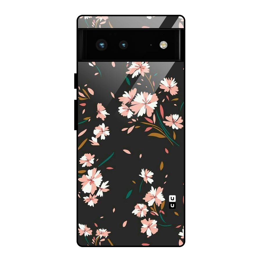 Floral Petals Peach Glass Back Case for Google Pixel 6