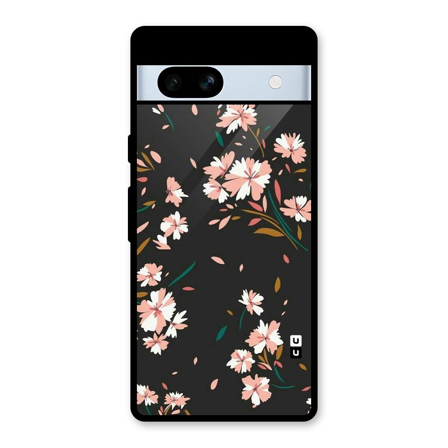 Floral Petals Peach Glass Back Case for Google Pixel 7a