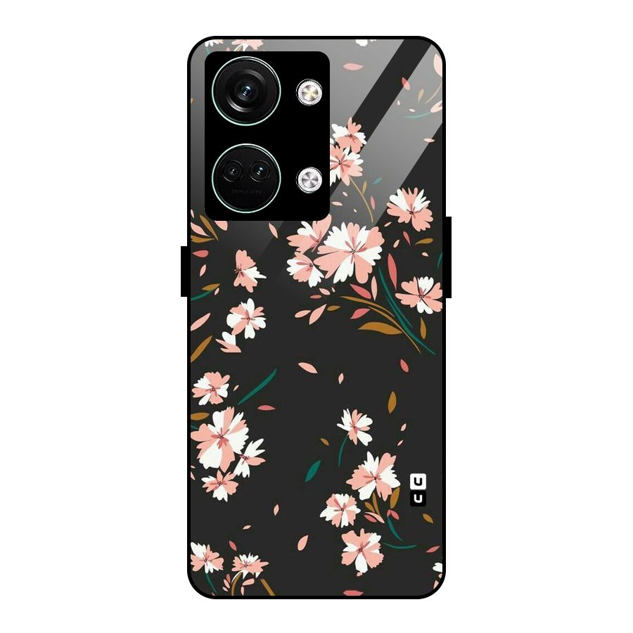 Floral Petals Peach Glass Back Case for Oneplus Nord 3
