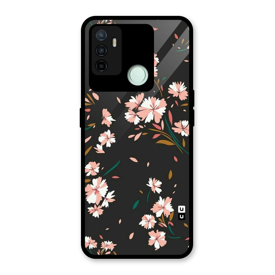 Floral Petals Peach Glass Back Case for Oppo A53