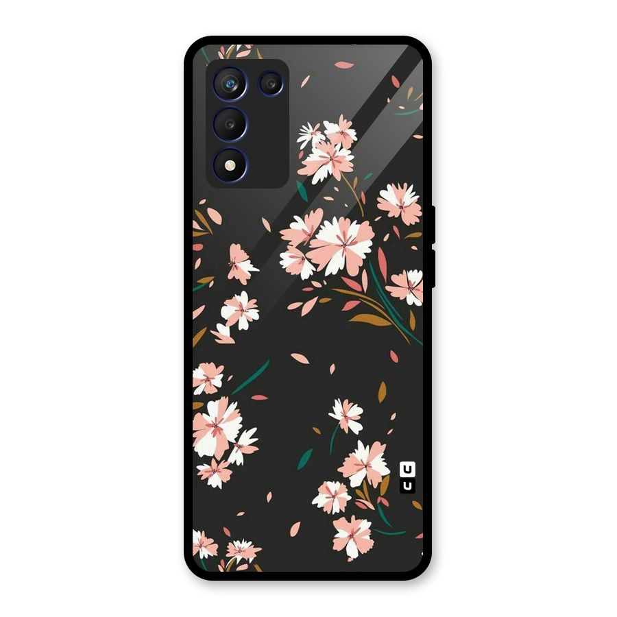 Floral Petals Peach Glass Back Case for Realme 9 5G Speed