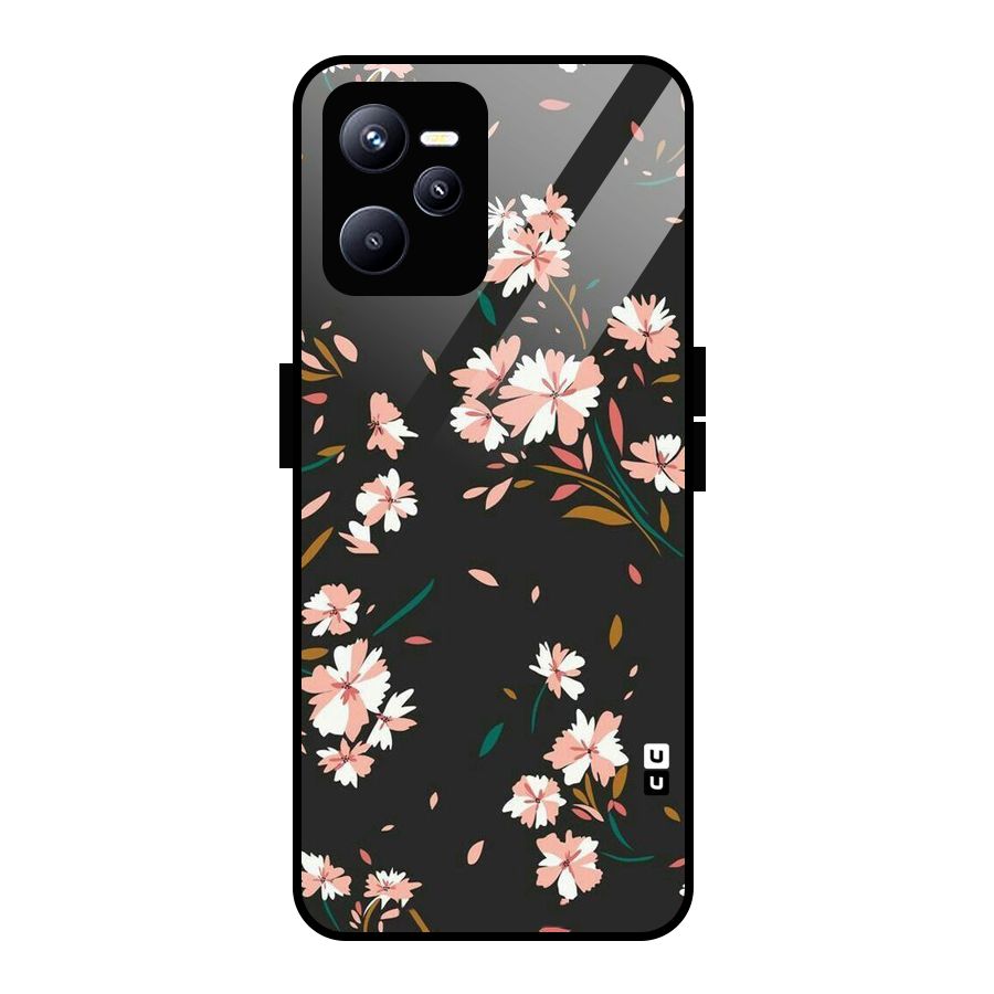 Floral Petals Peach Glass Back Case for Realme C35