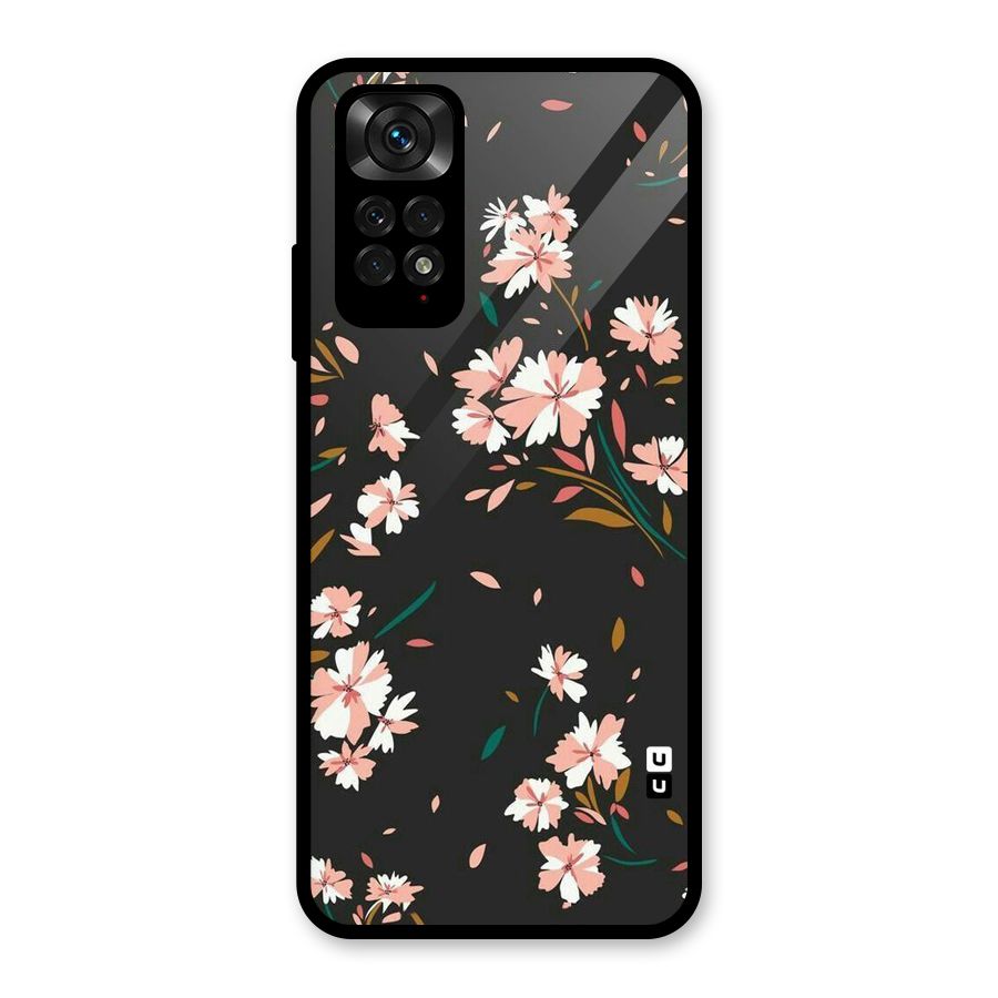 Floral Petals Peach Glass Back Case for Redmi Note 11S