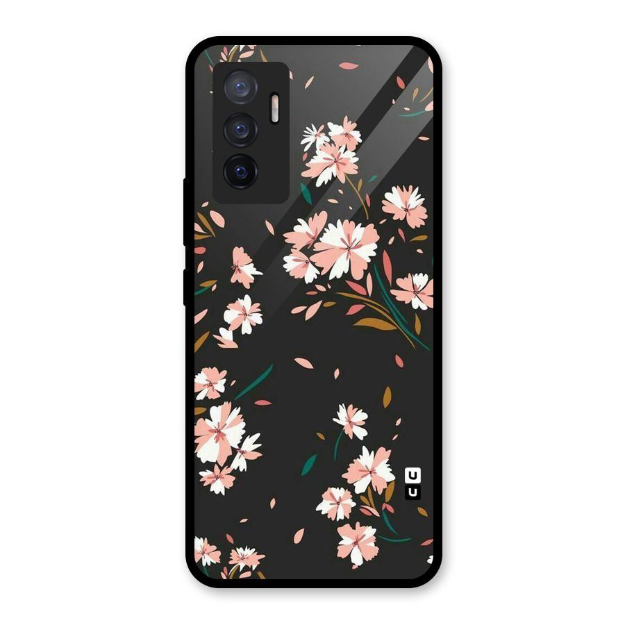 Floral Petals Peach Glass Back Case for Vivo V23e