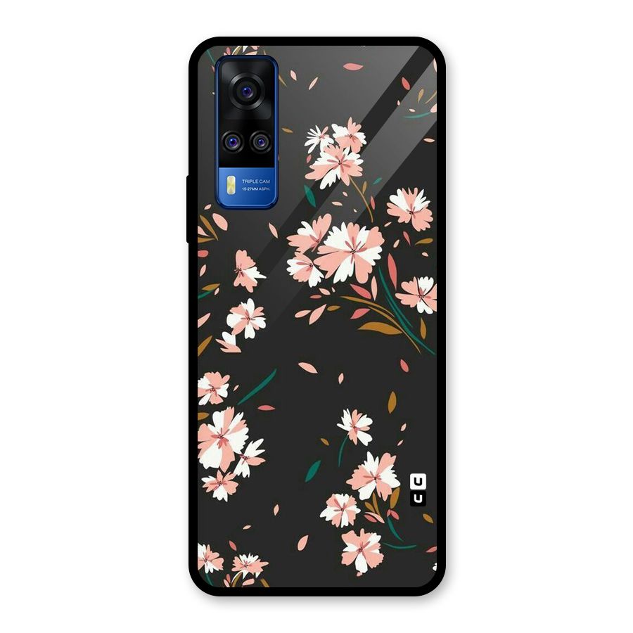 Floral Petals Peach Glass Back Case for Vivo Y31