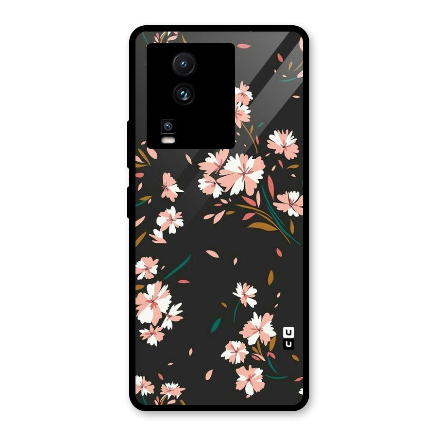 Floral Petals Peach Glass Back Case for Vivo iQOO Neo 7