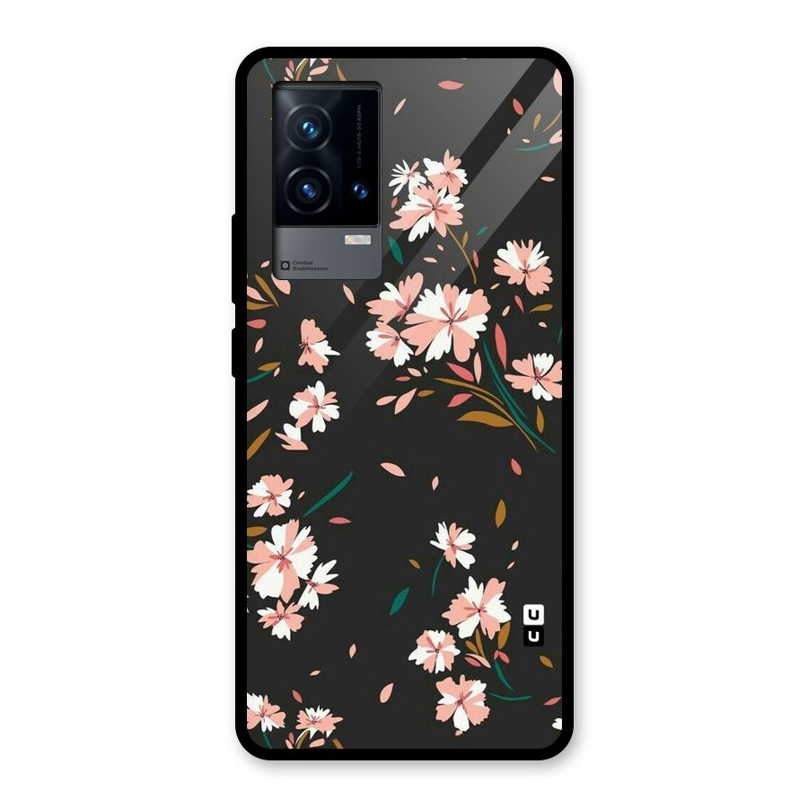 Floral Petals Peach Glass Back Case for iQOO 9 5G