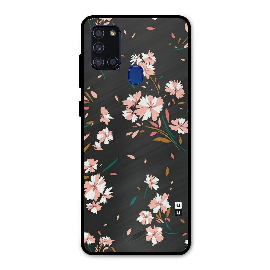Floral Petals Peach Metal Back Case for Galaxy A21s
