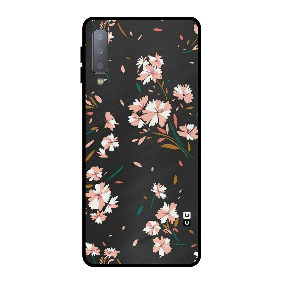 Floral Petals Peach Metal Back Case for Galaxy A7 (2018)