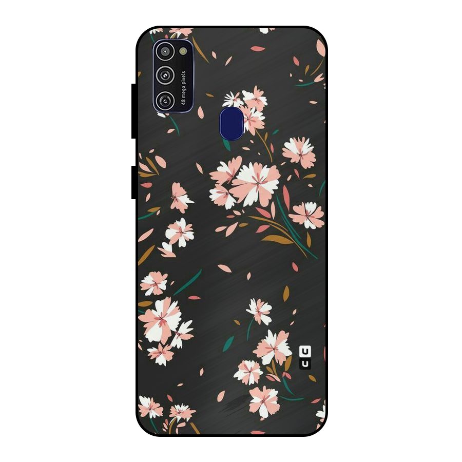Floral Petals Peach Metal Back Case for Galaxy M21