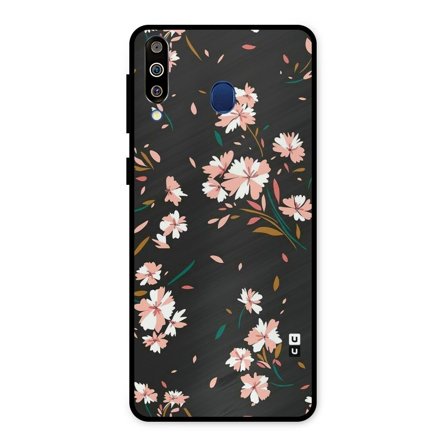 Floral Petals Peach Metal Back Case for Galaxy M30