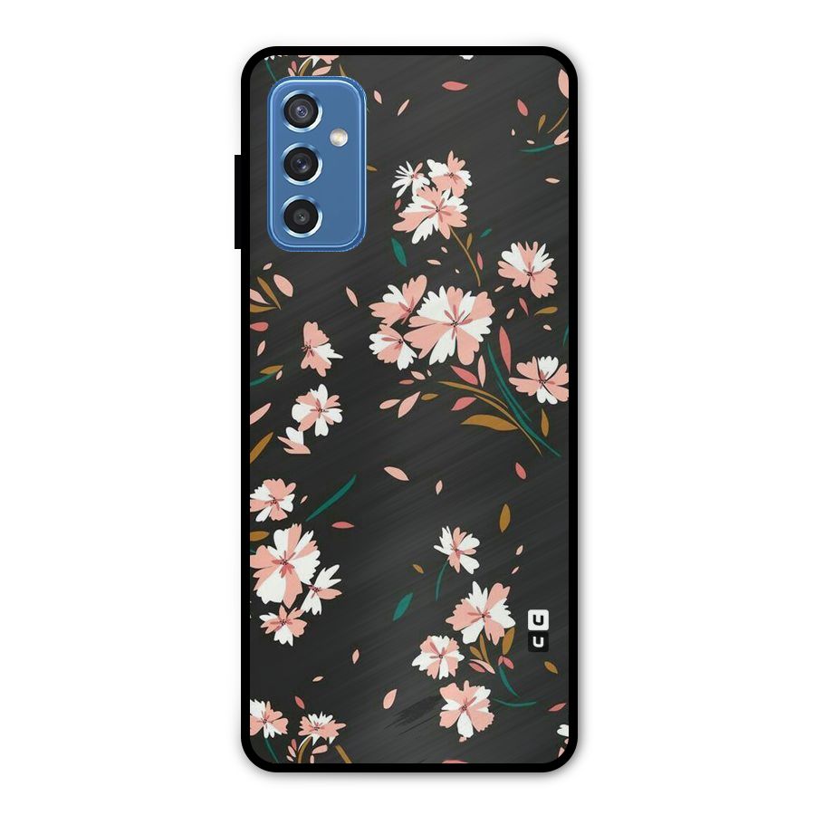 Floral Petals Peach Metal Back Case for Galaxy M52 5G