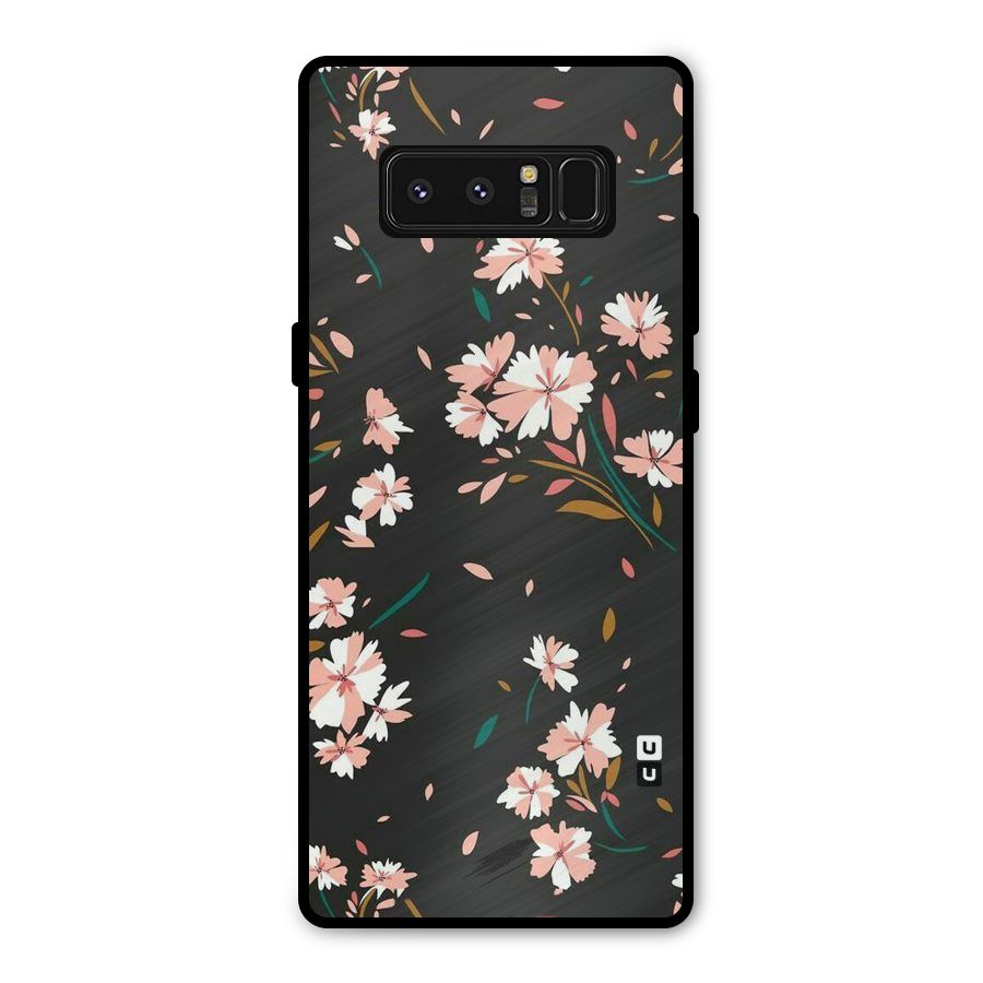 Floral Petals Peach Metal Back Case for Galaxy Note 8