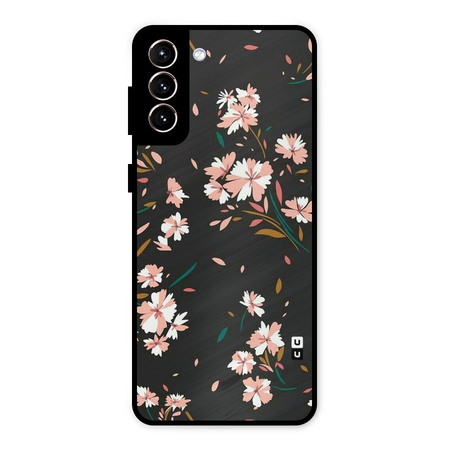 Floral Petals Peach Metal Back Case for Galaxy S21 Plus