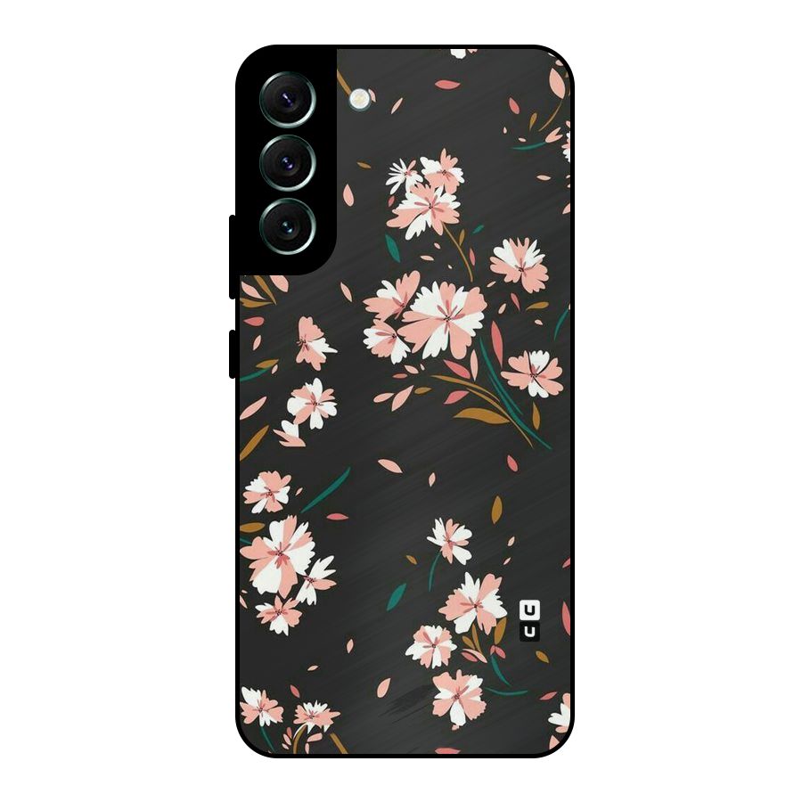 Floral Petals Peach Metal Back Case for Galaxy S22 Plus 5G