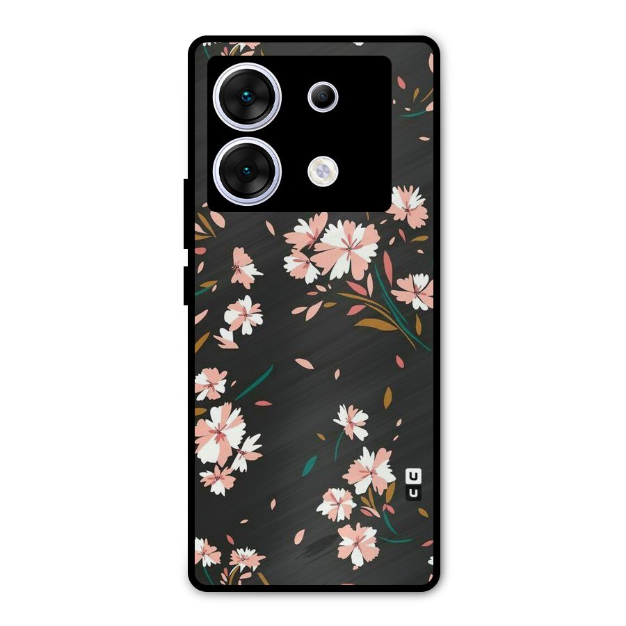 Floral Petals Peach Metal Back Case for Infinix Zero 30 5G