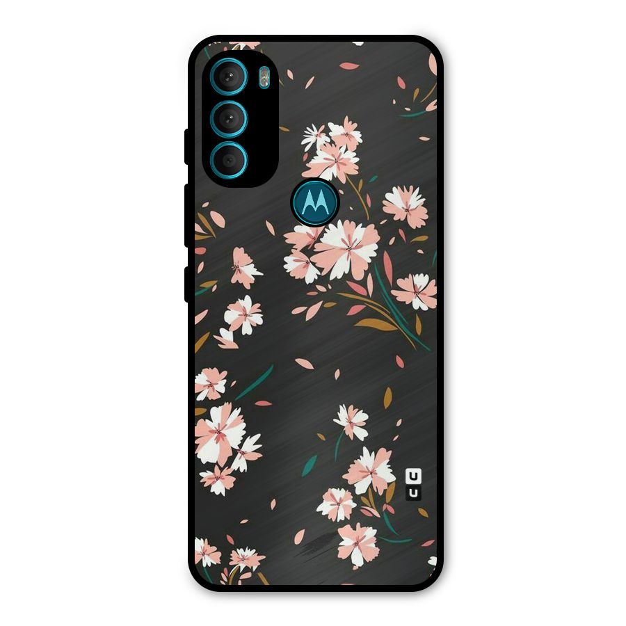 Floral Petals Peach Metal Back Case for Moto G71 5G